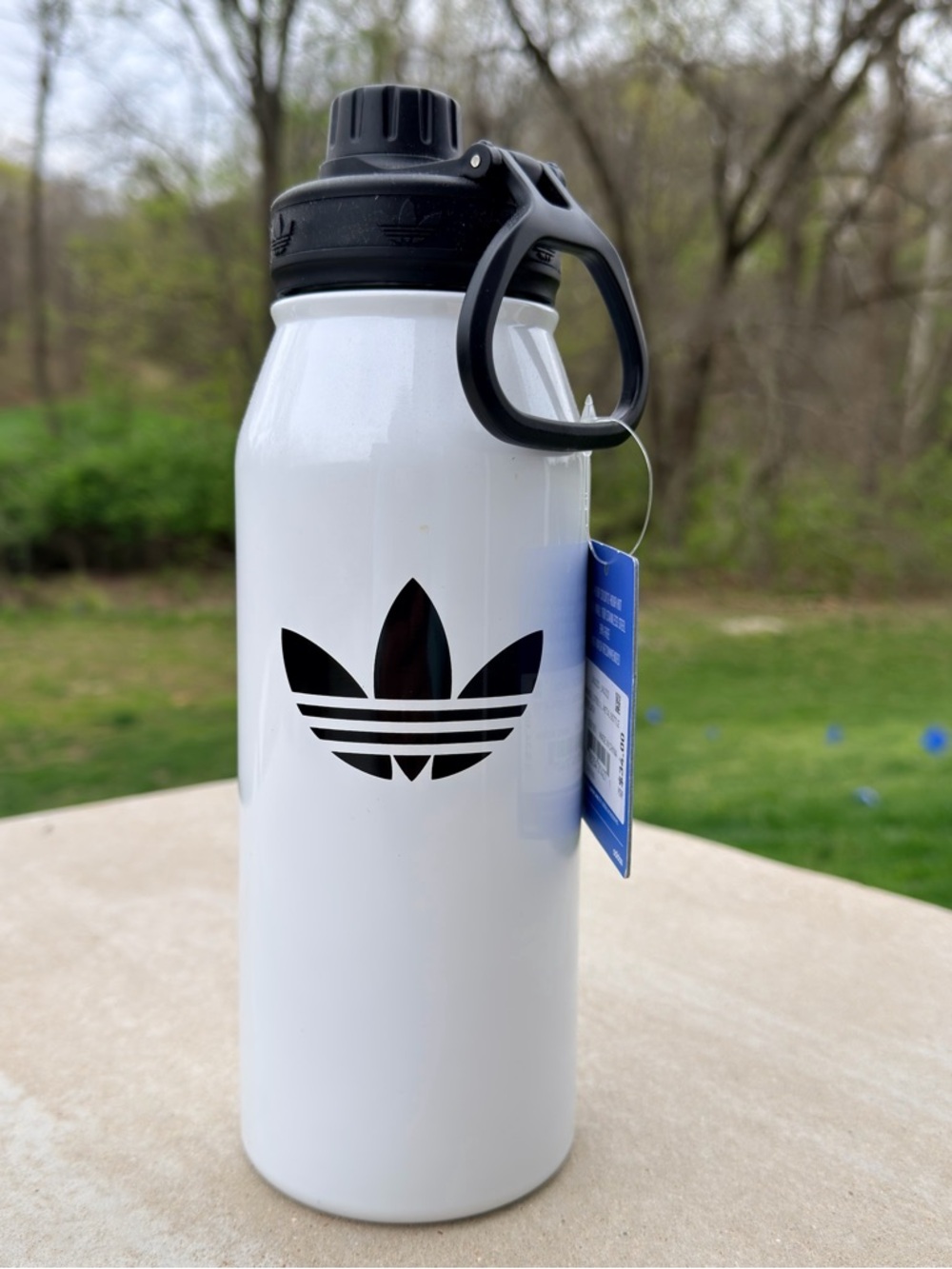 adidas White and Black Trefoil Sport Water Bottle 1 liter